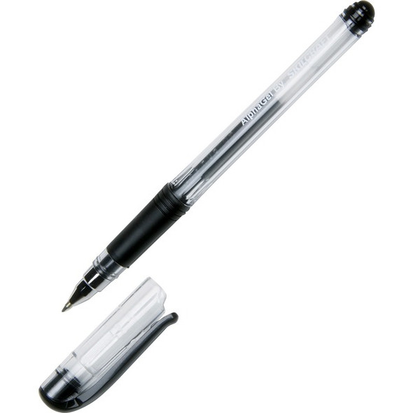 AbilityOne  SKILCRAFT Alphagel Gel Pen - Medium Pen Point - Black Water Based Ink - Clear Barrel - 1 Dozen