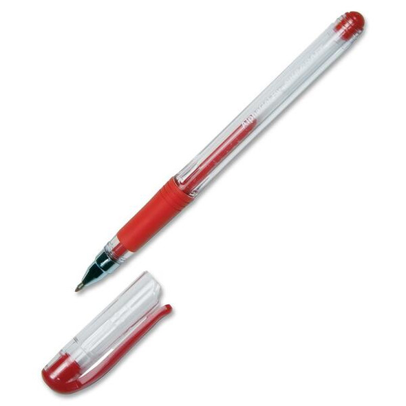 AbilityOne  SKILCRAFT Alphagel Gel Pen - Red Ink - Clear Barrel - 12 / Dozen