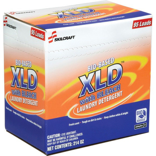 AbilityOne  SKILCRAFT Bio-based XLD Laundry Detergent - For Clothing - 214 oz (13.37 lb) - 2 / Pack - White