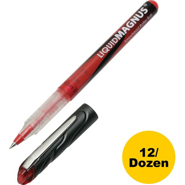 AbilityOne  SKILCRAFT Free Ink Rollerball Pen - 0.5 mm Pen Point Size - Red - Clear, Red Barrel - 1 Dozen