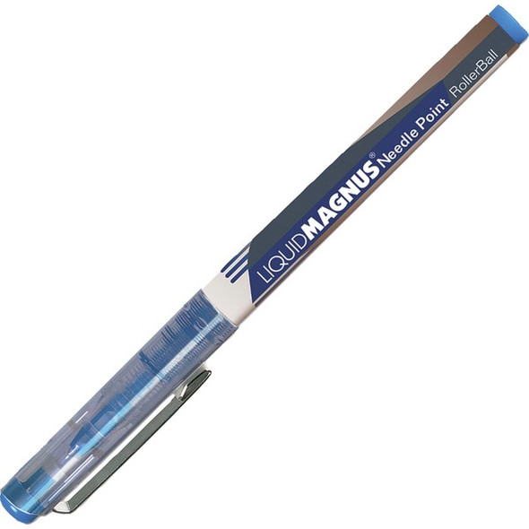AbilityOne  SKILCRAFT Metal Clip Rollerball Pen - Fine Pen Point - Blue Pigment-based Ink - 1 Dozen