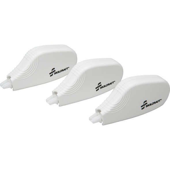 AbilityOne  SKILCRAFT Correct-it Mini Dispenser - 1 Line(s) - White Tape - Non-refillable - 3 / Pack - White