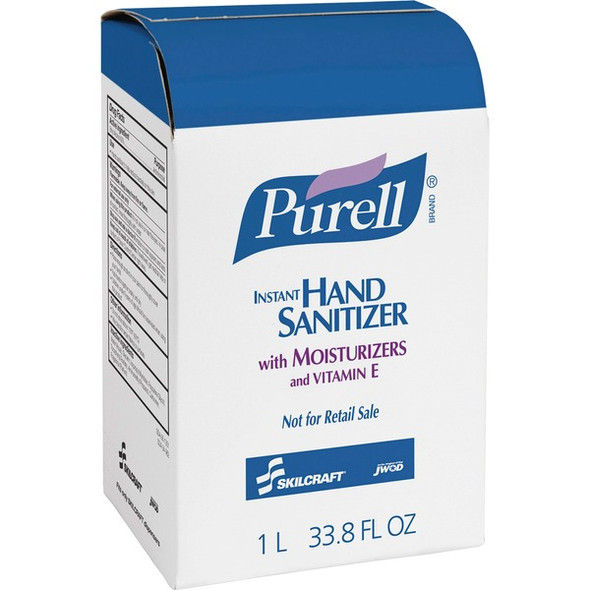 AbilityOne  SKILCRAFT Purell Instant Hand Sanitizer - 1000mL - Non-sticky, Non-toxic, Hypoallergenic, Moisturizing - 8 / Carton