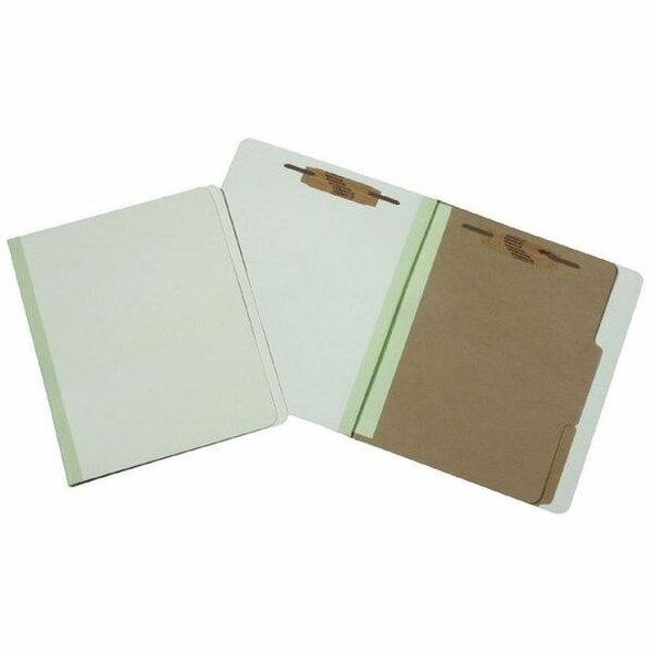 SKILCRAFT Pressboard Classification Folder - 8 1/2" x 11" - 2" Fastener Capacity for Folder, 1" Fastener Capacity for Divider - 2 Divider(s) - Pressboard, Tyvek - Green - 100% Recycled - 10 / Box