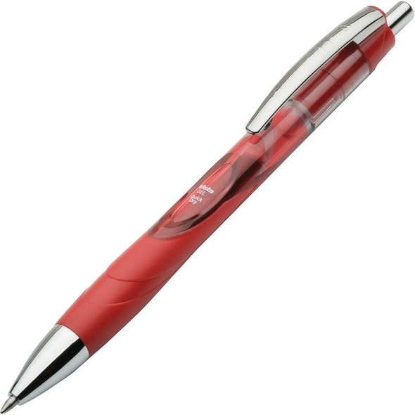 AbilityOne  SKILCRAFT VISTA Gel Ink Pen - Medium Pen Point - 0.7 mm Pen Point Size - Refillable - Retractable - Red Gel-based Ink - Transparent, Red Barrel - 1 Dozen