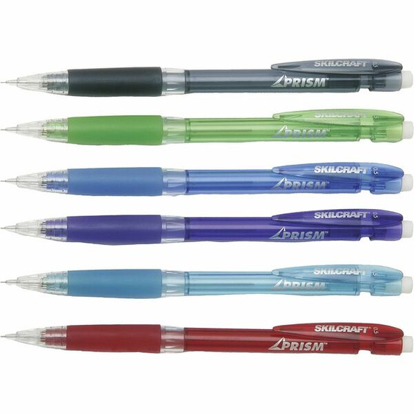 AbilityOne  SKILCRAFT Prism Mechanical Pencil - 0.5 mm Lead Diameter - Refillable - Translucent Barrel - 1 Dozen