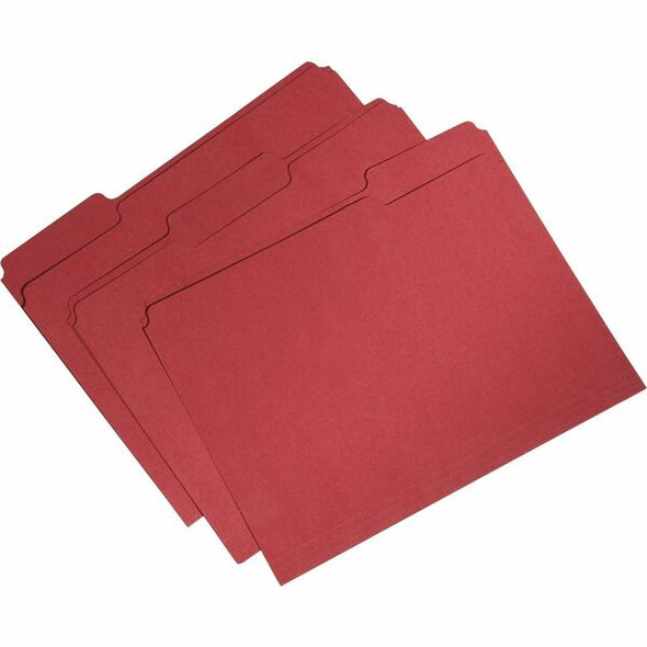 AbilityOne  SKILCRAFT Recycled Single-ply Top Tab File Folder - 8 1/2" x 11" - 3/4" Expansion - Top Tab Location - Assorted Position Tab Position - Red - 100% Recycled - 100 / Box