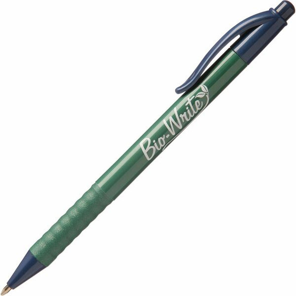 AbilityOne  SKILCRAFT Bio-Write 7520-01-578-9301 Ballpoint Pen - Medium Pen Point - Refillable - Retractable - Blue - Bioplastic Barrel - 1 Dozen