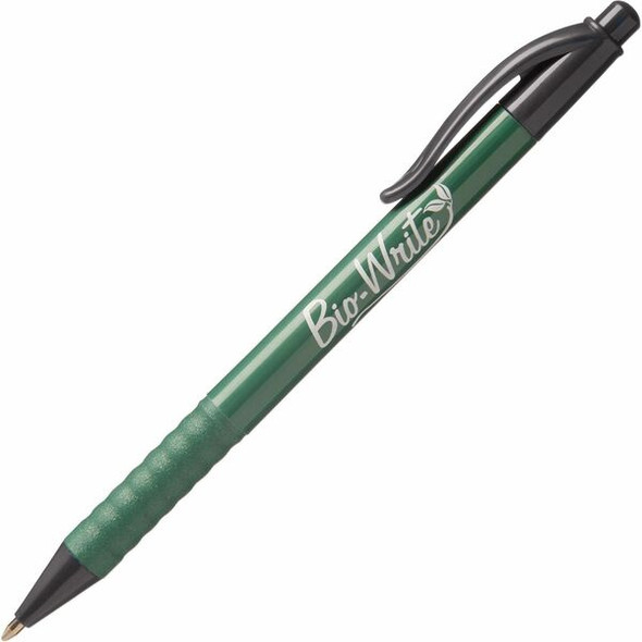 AbilityOne  SKILCRAFT Bio-Write 7520-01-578-9305 Ballpoint Pen - Medium Pen Point - Refillable - Retractable - Black - Bioplastic Barrel - 1 Dozen