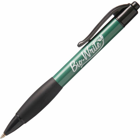 AbilityOne  SKILCRAFT Bio-Write 7520-01-578-9307 Ballpoint Pen - Medium Pen Point - Refillable - Retractable - Black - Bioplastic Barrel - 1 Dozen