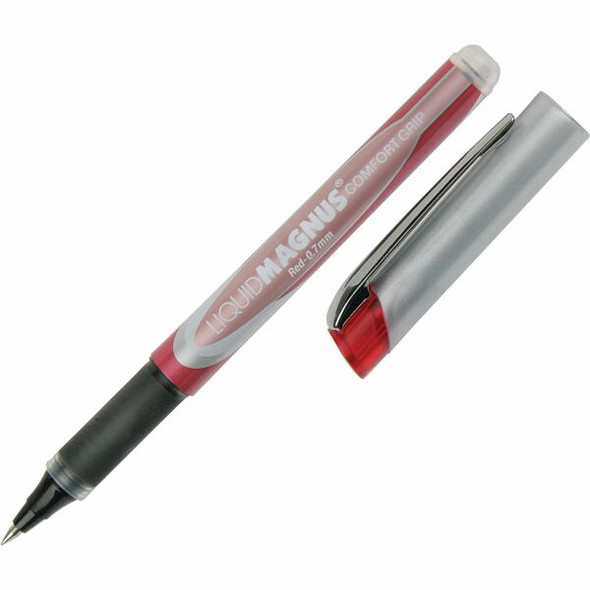 AbilityOne  SKILCRAFT Liquid Magnus Grip Rollerball Pens - Fine Pen Point - 0.7 mm Pen Point Size - Red - 4 / Pack