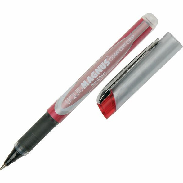 AbilityOne  SKILCRAFT Liquid Magnus Grip Rollerball Pens - Micro Pen Point - 0.5 mm Pen Point Size - Red - 4 / Pack