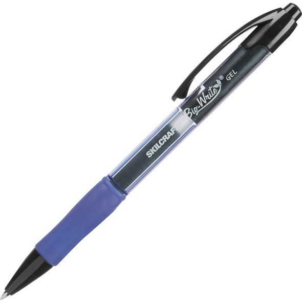 AbilityOne  SKILCRAFT Bio-Write Medium Point Gel Pens - Medium Pen Point - 0.7 mm Pen Point Size - Refillable - Retractable - Blue Gel-based Ink - Blue Barrel - 1 Dozen