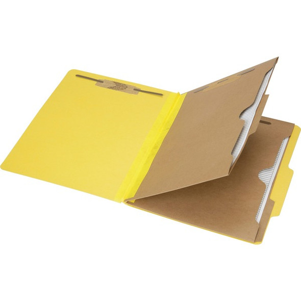 AbilityOne  SKILCRAFT Letter Recycled Classification Folder - 8 1/2" x 11" - 2" Expansion - 6 Fastener(s) - 2" Fastener Capacity for Folder, 1" Fastener Capacity for Divider - 2 Divider(s) - Pressboard - Yellow - 30% Recycled - 10 / Box