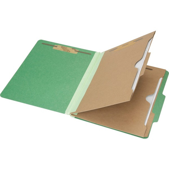 SKILCRAFT Letter Recycled Classification Folder - 8 1/2" x 11" - 2" Expansion - 6 Fastener(s) - 2" Fastener Capacity for Folder, 1" Fastener Capacity for Divider - 2 Divider(s) - Pressboard - Dark Green - 30% Recycled - 10 / Box