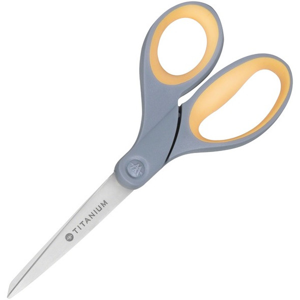 AbilityOne  SKILCRAFT Titanium 7" Straight Scissors - Straight - Titanium - Gray/Yellow - 1 Each