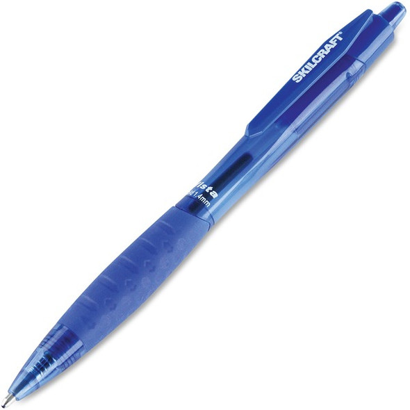 AbilityOne  SKILCRAFT Retractable Ballpoint Pen - 1.4 mm Pen Point Size - Refillable - Retractable - Blue - Transparent Barrel - 1 Dozen