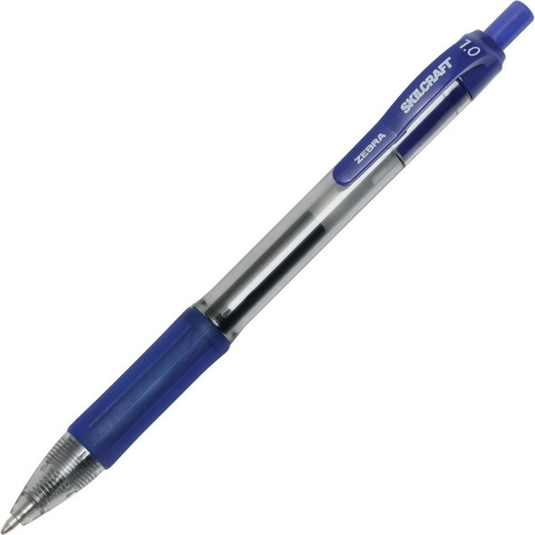 SKILCRAFT Zebra Retractable Gel Pen - Medium Pen Point - 1 mm Pen Point Size - Retractable - Blue Gel-based Ink - 12 / Dozen