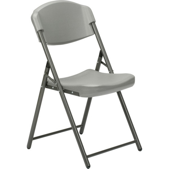 AbilityOne  SKILCRAFT Folding Chair - Charcoal Gray High-density Polyethylene (HDPE) Seat - Charcoal Gray High-density Polyethylene (HDPE) Back - Powder Coated Steel Frame - 4 / Carton