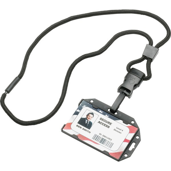 AbilityOne  SKILCRAFT RFID Card Holder Lanyard - 1 Dozen - 36" Length - Black