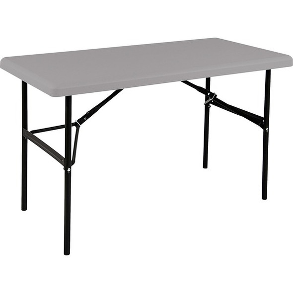 AbilityOne  SKILCRAFT Blow-molded Folding Table - For - Table TopRectangle Top x 96" Table Top Width x 30" Table Top Depth - Assembly Required - Charcoal - High-density Polyethylene (HDPE) - 1 Each - TAA Compliant