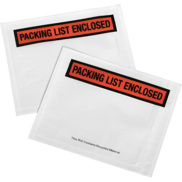 AbilityOne  SKILCRAFT Side Load Packing List Envelopes - Packing List - 5 1/2" Width x 4 1/2" Length - 100 / Pack - Clear