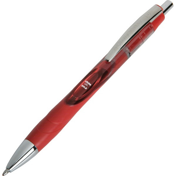 AbilityOne  SKILCRAFT Vista Gel Ink Pen - Bold Pen Point - Retractable - Red Gel-based Ink - Red Barrel - 12 / Dozen