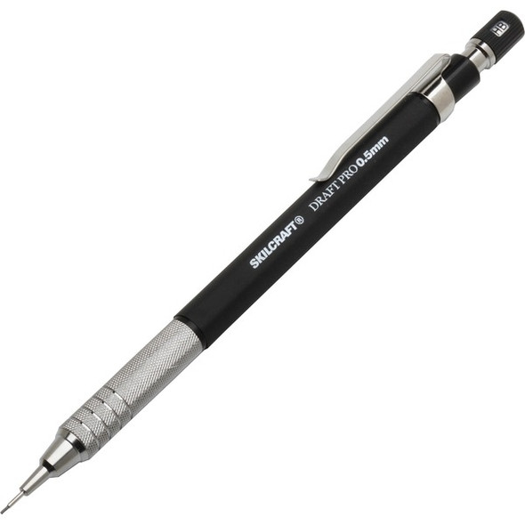 AbilityOne  SKILCRAFT Mechanical Drafting Pencil - 0.5 mm Lead Diameter - Fine Point - Refillable - Black Barrel - 3 / Pack