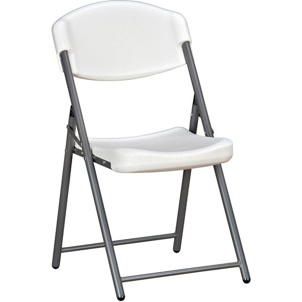 AbilityOne  SKILCRAFT Blow-Molded Folding Chair - Powder Coated Steel Frame - Platinum - High-density Polyethylene (HDPE), Plastic - 1 Each