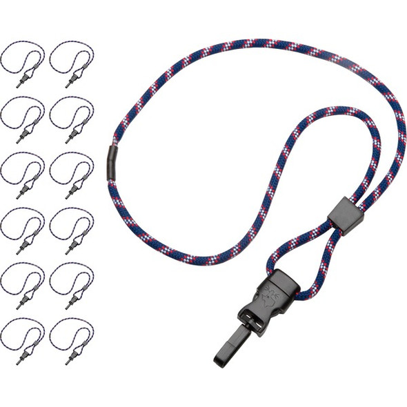 AbilityOne  SKILCRAFT Patriotic Cord Style Lanyard - 1 Dozen - Swivel Hook Attachment - 36" Width Length - Multi