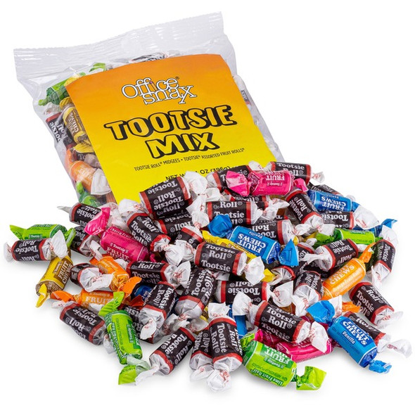 Office Snax Tootsie Roll Assortment - Original, Lime, Cherry, Lemon, Vanilla, Orange - Individually Wrapped - 14 oz - 1 Each