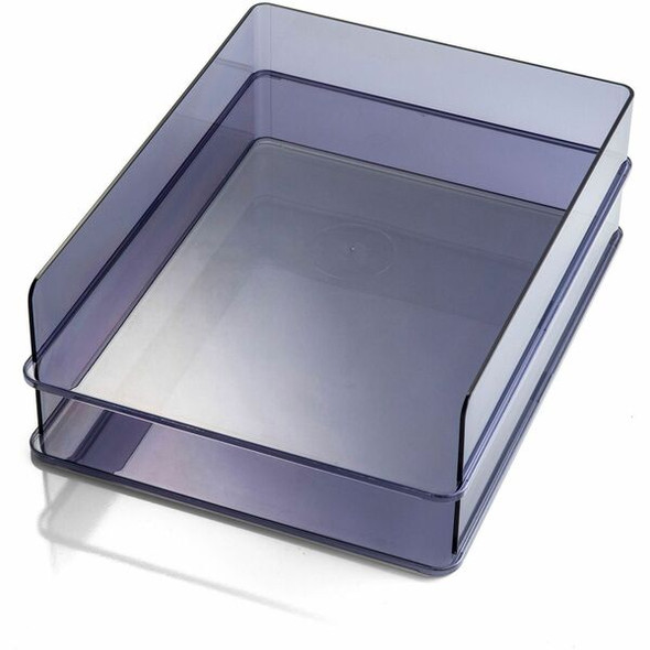 Officemate Stackable Letter Trays, Made from Recycled Bottles, 2PK - 2.8" Height x 12.8" Width x 10.2" DepthDesktop - Stackable - Translucent Gray - Plastic - 2 Pack