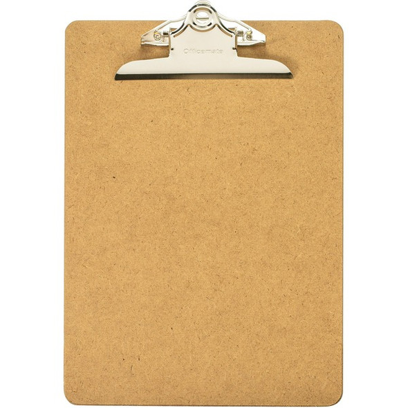 Officemate Hardboard Clipboard - 1" Clip Capacity - 9" x 12 1/2" - Clamp - Hardboard - Brown - 1 Each