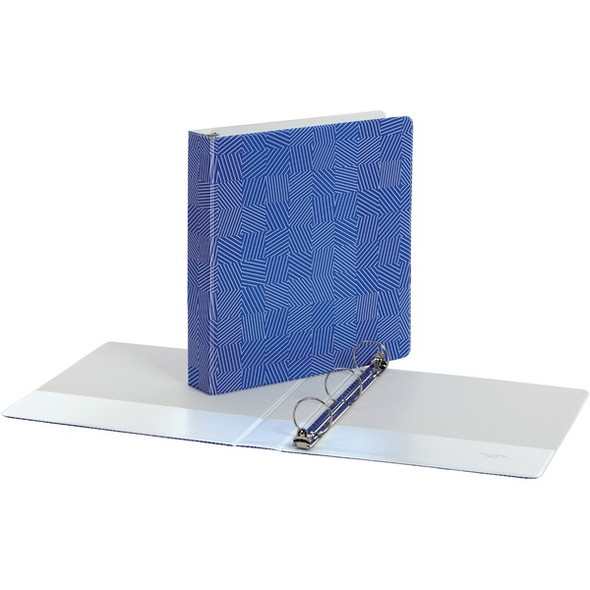 Oxford 1-1/2" Back-mounted Round Ring Binder - 1 1/2" Binder Capacity - 350 Sheet Capacity - Round Ring Fastener(s) - 2 Internal Pocket(s) - Blue - 1 Each