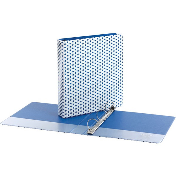 Oxford 1-1/2" Back-mounted Round Ring Binder - 1 1/2" Binder Capacity - 350 Sheet Capacity - Round Ring Fastener(s) - 2 Internal Pocket(s) - Blue - 1 Each