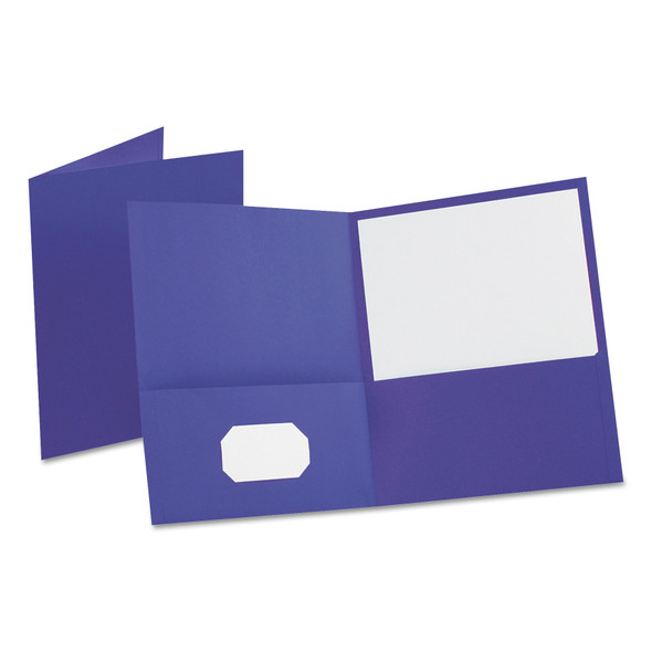 Leatherette Two Pocket Portfolio, 8.5 x 11, Purple/Purple, 10/Pack