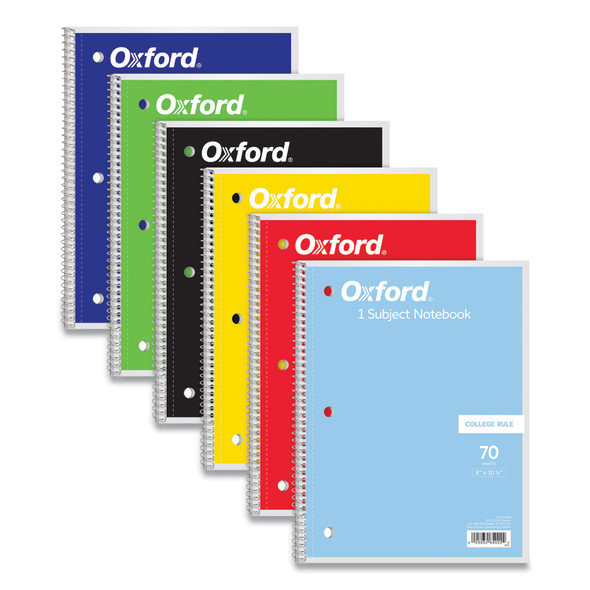 Coil-Lock Wirebound Notebooks, 3-Hole Punched, 1-Subject, Medium/College Rule, Randomly Assorted Covers, (70) 10.5 x 8 Sheets