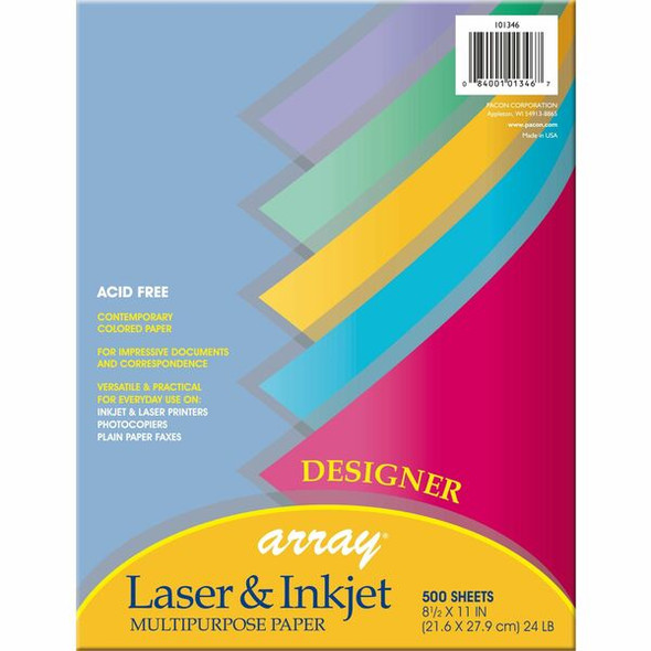 Pacon Designer Colors Multipurpose Paper - Assorted - Letter - 8 1/2" x 11" - 24 lb Basis Weight - 500 / Ream - Sustainable Forestry Initiative (SFI) - Acid-free - Assorted