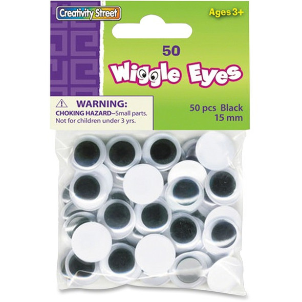 Creativity Street Children's Art Wiggle Eyes - Decoration - 50 Piece(s) x 0.6"Diameter - 1 / Pack - Black