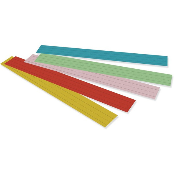 Pacon&reg; Kraft Lightweight Sentence Strips - 3"H x 24"W - Dual-Sided - 1.5" Rule/Single Line Rule - 100 Strips/Pack - 5 Assorted Colors