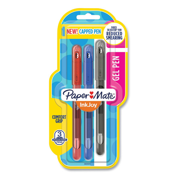 InkJoy Gel Pen, Stick, Medium 0.7 mm, Assorted Ink and Barrel Colors, 3/Pack