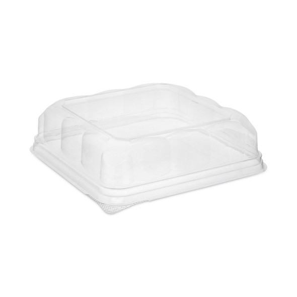 Recycled Container Lid, Dome Lid for 6 x 6 Brownie Container, 7.5 x 7.5 x 2.02, Clear, Plastic, 195/Carton