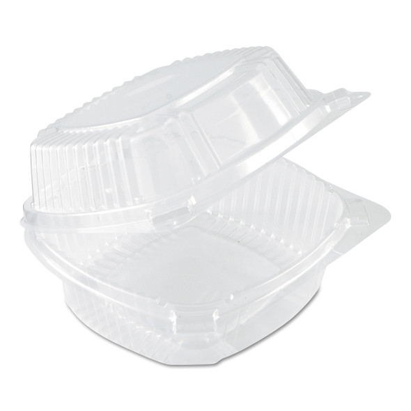 ClearView SmartLock Hinged Lid Container, 20 oz, 5.75 x 6 x 3, Clear, Plastic, 500/Carton