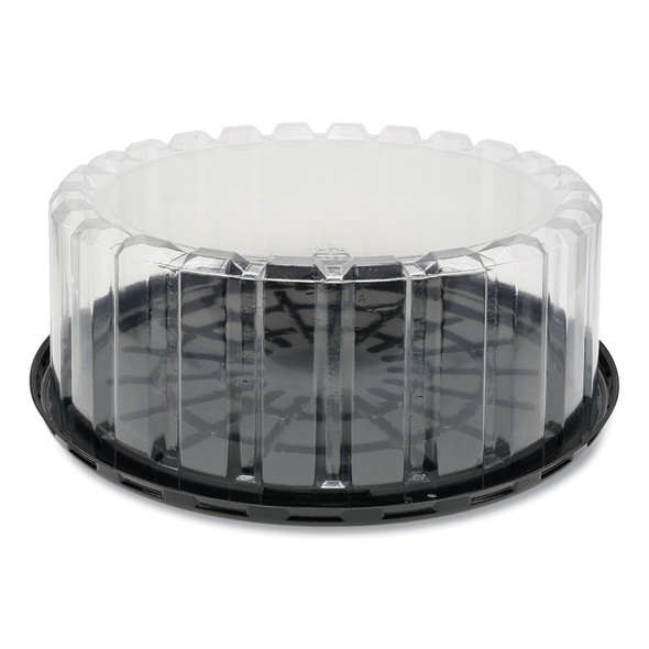 Plastic Cake Container, Shallow 9" Cake Container, 9" Diameter x 3.38"h, Clear/Black, 90/Carton