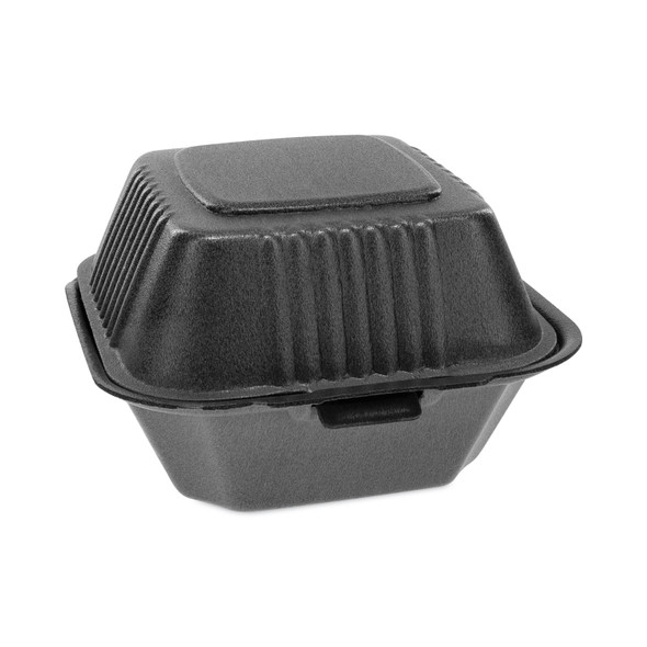 SmartLock Foam Hinged Lid Container, Sandwich, 5.75 x 5.75 x 3.25, Black, 504/Carton