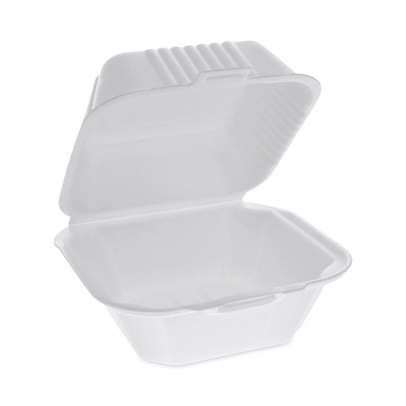 SmartLock Foam Hinged Lid Container, Sandwich, 5.75 x 5.75 x 3.25, White, 504/Carton