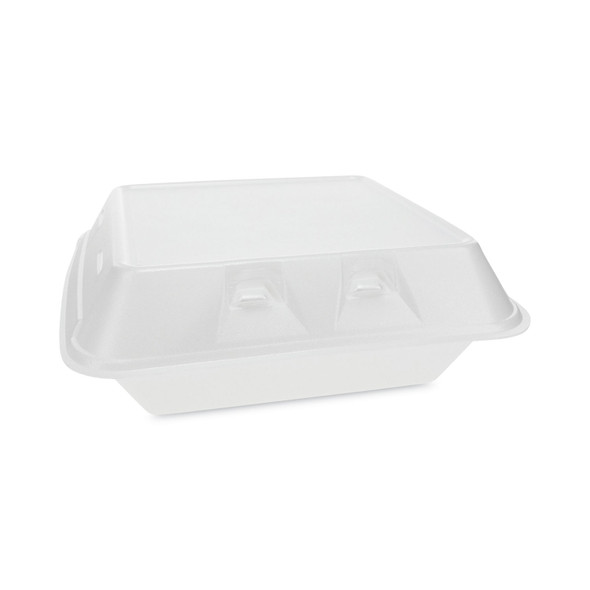 SmartLock Vented Foam Hinged Lid Container, 3-Compartment, 9 x 9.25 x 3.25, White, 150/Carton
