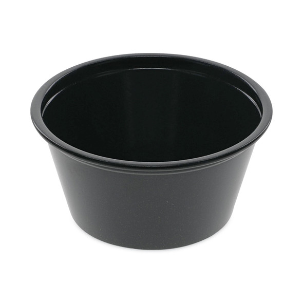Plastic Portion Cup, 2 oz, Black, 200/Bag, 12 Bags/Carton