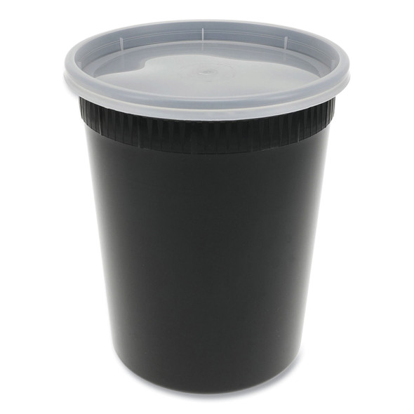 Newspring DELItainer Microwavable Container, 32 oz, 4.55 x 4.55 x 5.55, Black/Clear, Plastic, 240/Carton