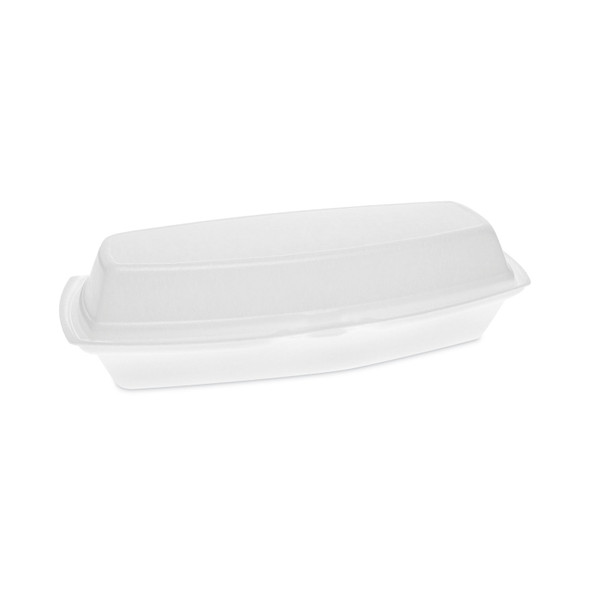 Foam Hinged Lid Container, Single Tab Lock Hot Dog, 7.25 x 3 x 2, White, 504/Carton